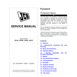 JCB instrukcje napraw + schematy + DTR: JCB JS140 - JCB JS200 - JCB JS205 - JCB JS215 - instrukcja naprawy